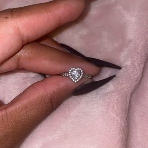 COPY - Used PANDORA Jewelry Elevated Heart Cubic Zirconia Ring in Sterling Silv…